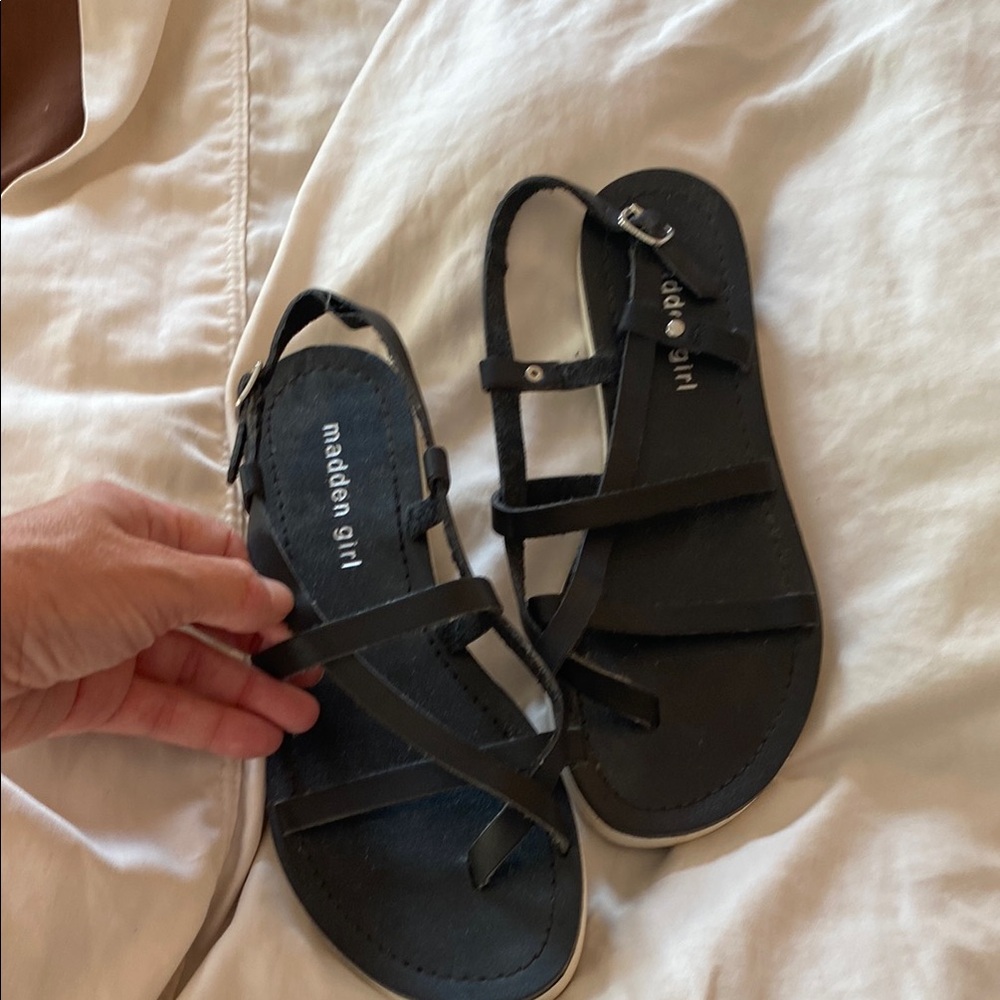 Madden Girl Black Criss-Cross Sandals with Adjustable Straps